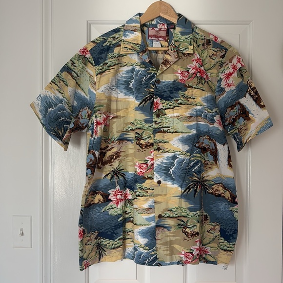 VTG Hawaiian Shirt beach scene authentic Made in Hawaii XL or L single stitch - Picture 1 of 7